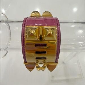 Hermès Alligator Collier De Chien Pink Wrap Bracelet